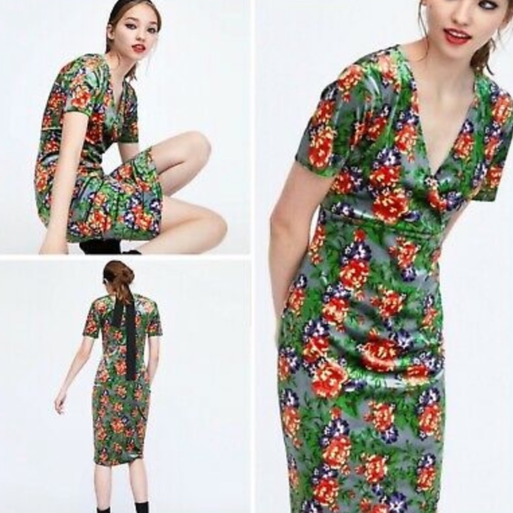 COPY - Zara Velvet Floral Midi Dress